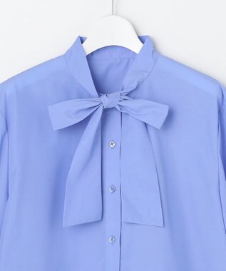 自由区 L 【カタログ掲載】ナチュラルタッチボウタイ ブラウス サックス