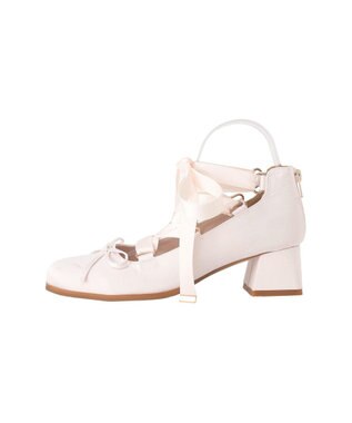 Maison de FLEUR レースアップサテンパンプス Light Pink