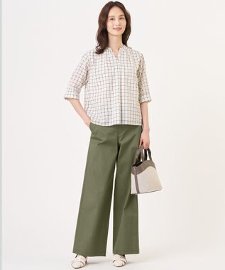 J.PRESS LADIES L 20チノストレッチ ストレート パンツ カーキ系