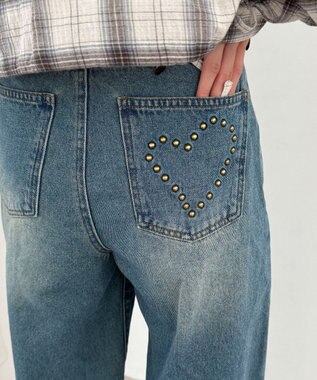 WEGO モチーフデニムタックパンツ デニム中濃加工色