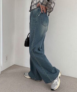 WEGO モチーフデニムタックパンツ デニム中濃加工色