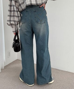 WEGO モチーフデニムタックパンツ デニム中濃加工色