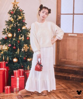 earth music&ecology 【予約】Disney/ミッキーコード刺繍ニットプルオーバー アイボリー