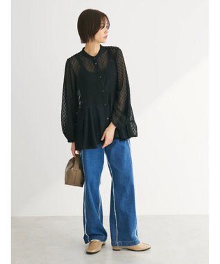 Green Parks アシメティアードブラウス Black