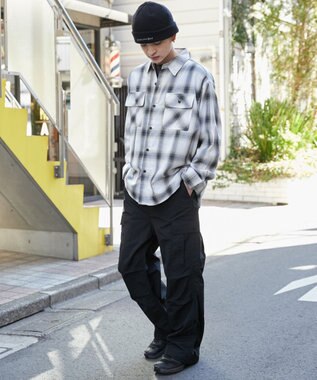 WEGO 【ウエストゴム/MLサイズ展開】ナイロンイージーカーゴパンツ ブラック