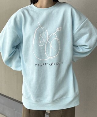 Green Parks 手書きプリントスウェット Sax