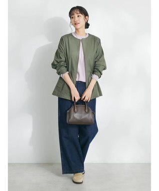 CRAFT STANDARD BOUTIQUE コットンギャバジンノーカラーＺＩＰブルゾン Khaki