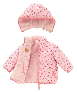 MIKI HOUSE HOT BISCUITS 【80-120cm】 裏ボアフリース リバーシブル総柄ジャンパー ピンク