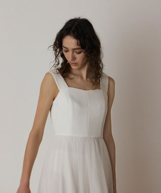 GRACE CONTINENTAL チュールコンビティアードワンピース ホワイト