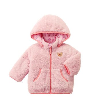 MIKI HOUSE HOT BISCUITS 【80-120cm】 裏ボアフリース リバーシブル総柄ジャンパー ピンク