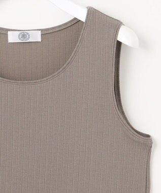 J.PRESS LADIES L ワイドリブジャージー ノースリーブ カットソー モカ系