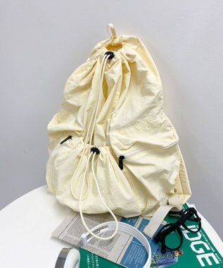 WEGO ドロストデザインリュック ホワイトアイボリー