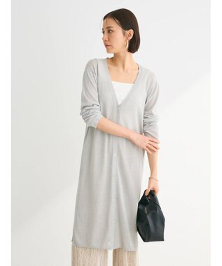 Green Parks 推しニット　ロング丈カーディガン Gray Mixture