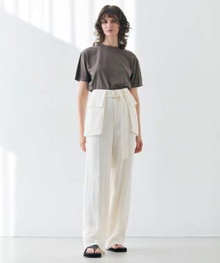 BEIGE， 【洗える】BERNARD / リネンワイドポケット付きラップベルト Meringue