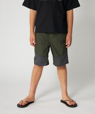 OP／FILA 【SEVEN2】異素材切替ナイロンパンツ カーキ