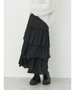 earth music&ecology ランダムティアードスカート Black