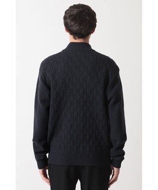 DAKS エアリースパン アラン裏目 ニットブルゾン ネイビー