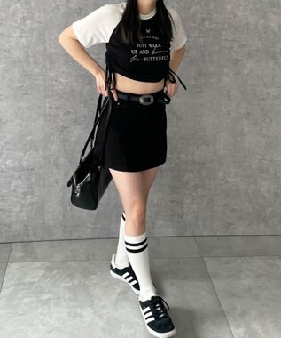 WEGO ベルトデニムスカート ブラック