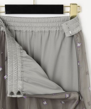 GRACE CONTINENTAL ブーツプリントチュールスカート グレー