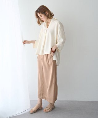 YECCA VECCA シャイニーツイルナロースカート Beige