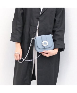 UNBILLION カシュカシュ cachecache / ビジューバックルチェーンショルダー ブルー