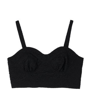 earth music&ecology エンボスフラワービスチェ Black