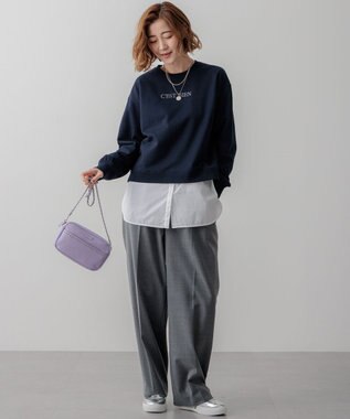 23区 S 【一部店舗限定/洗える】クリアコットンテリー セットアップ ロゴ スウェット ネイビー系