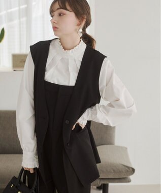 WEGO 【ANGIE VINTAGE】リネンライクベスト ブラック