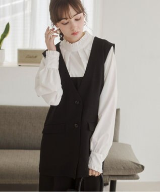 WEGO 【ANGIE VINTAGE】リネンライクベスト ブラック
