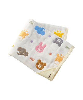 MIKI HOUSE HOT BISCUITS どうぶつ柄 6重織ガーゼケット マルチカラー