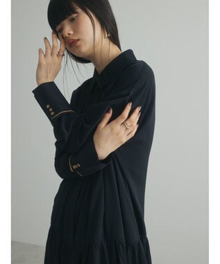 Green Parks armonia．配色シャツワンピース Black