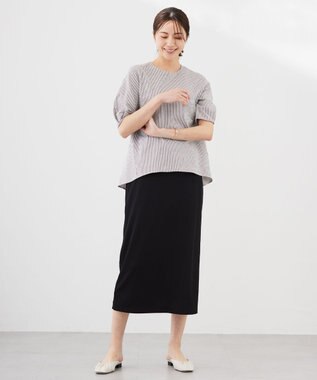 J.PRESS LADIES S 【洗える】ストレッチリブフェイス スカート ブラック系