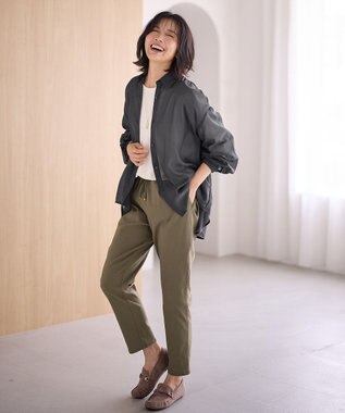 ANY L 【洗濯機可/ウエストゴム/ストレッチ/裏起毛】エブリデイベーシックテーパードパンツ モカカーキ