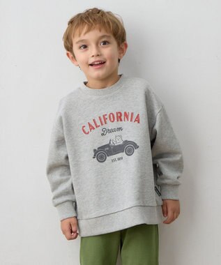 ANY KIDS アニマルプリント 裏毛トレーナー ライトグレー