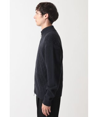 DAKS エアリースパン アラン裏目 ニットブルゾン ネイビー