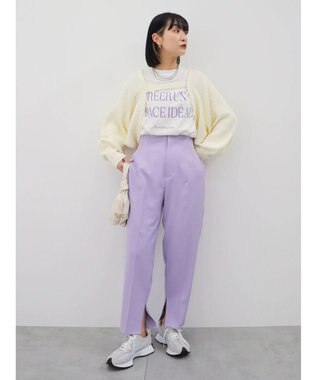 Green Parks 裾スリット／選べる美脚みえパンツ Lavender