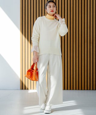 組曲 L カシミヤブレンドバルキープルオーバー ニット アイボリー系