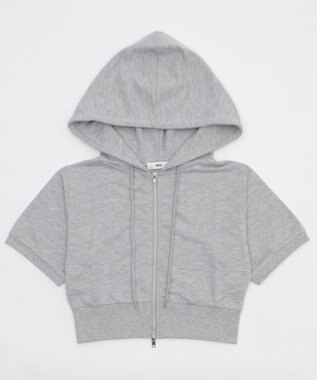 WEGO 半袖ショートパーカー 杢グレー