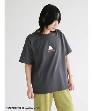 Green Parks ムジークタイガー／バックプリントＴシャツ Charcoal Gray