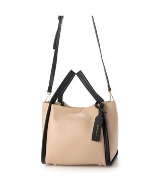 UNBILLION カシュカシュ cachecache / ミニショルダー付きソフトレザー調ミニトートバッグ ベージュミックス