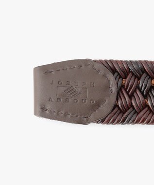 JOSEPH ABBOUD 【イタリア素材・ストレッチ・日本製】バイカラーストレッチレザー ベルト ダークブラウン系