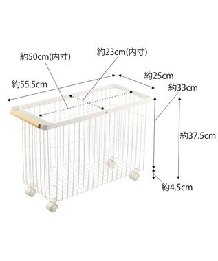 tower ランドリーバスケット トスカ キャスター付き ワイド&ロー ホワイト ホワイト