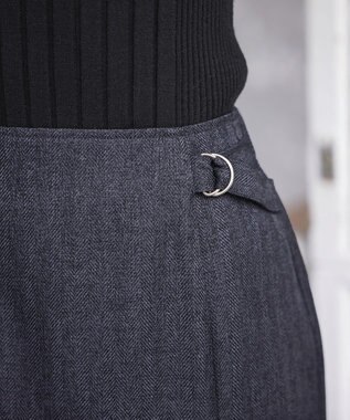 Tiaclasse 【洗える】メランジヘリンボーンツイードスカート チャコールグレー