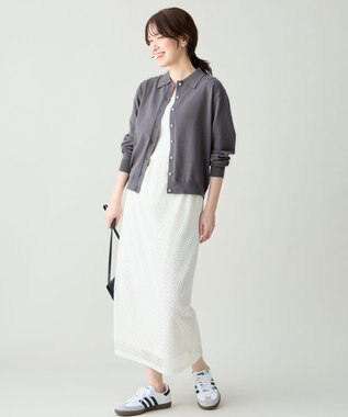 ANY L コットンブレンドポロカーデ スレート