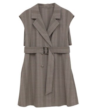 earth music&ecology ショートジレンチ Check Brown