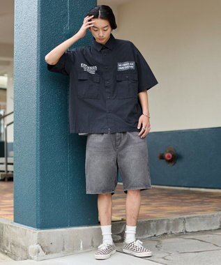 WEGO 【ユニセックス着用ITEM】ミリタリーハーフスリーブシャツ ブラック