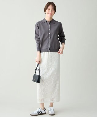 ANY L コットンブレンドポロカーデ スレート