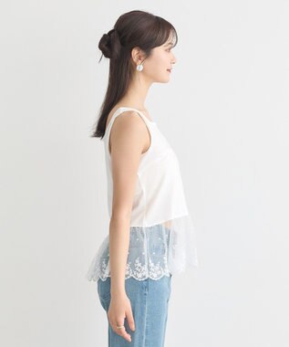 earth music&ecology チュールレースヘムインナー Off White