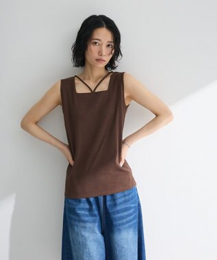 Green Parks マルチストラップテレコタンク Brown