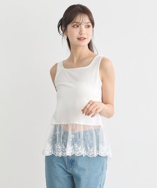 earth music&ecology チュールレースヘムインナー Off White